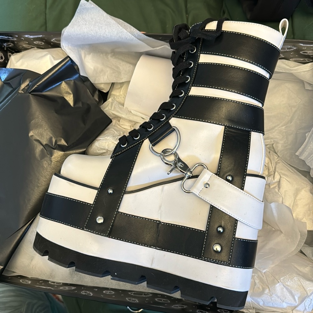 Black and White Platform Boots